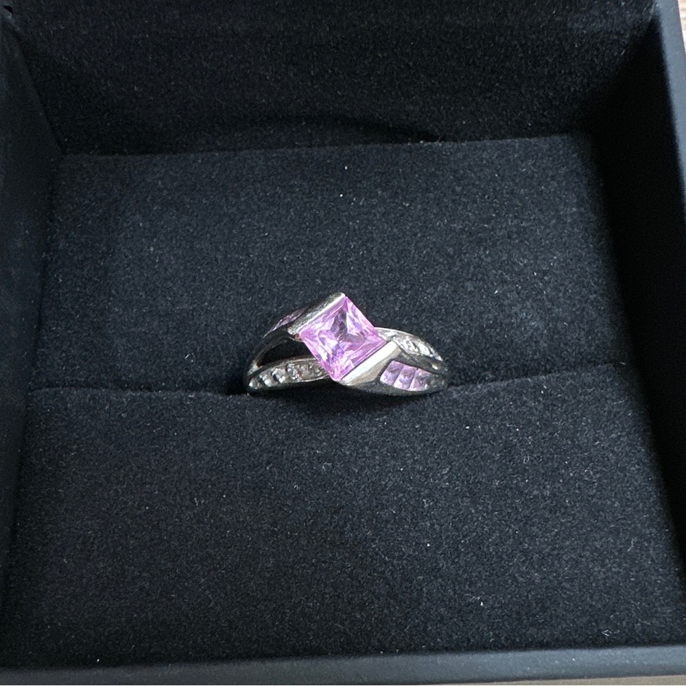 Kay Jewelers pink sapphire ring with diamond accents